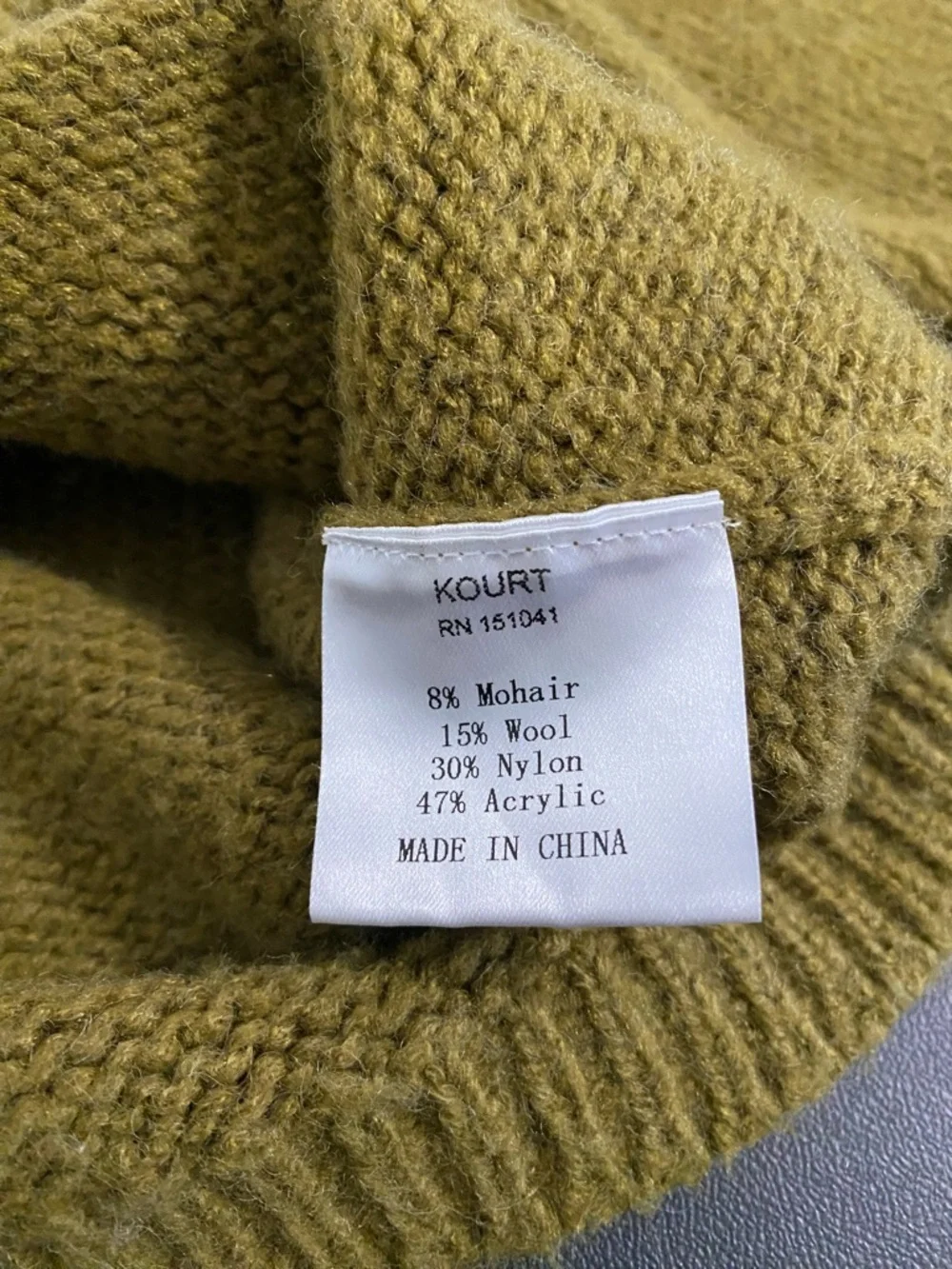 Kourt Mohair Puff Sleeve Cropped Cardigan Olive Green Size Medium Soft Girl